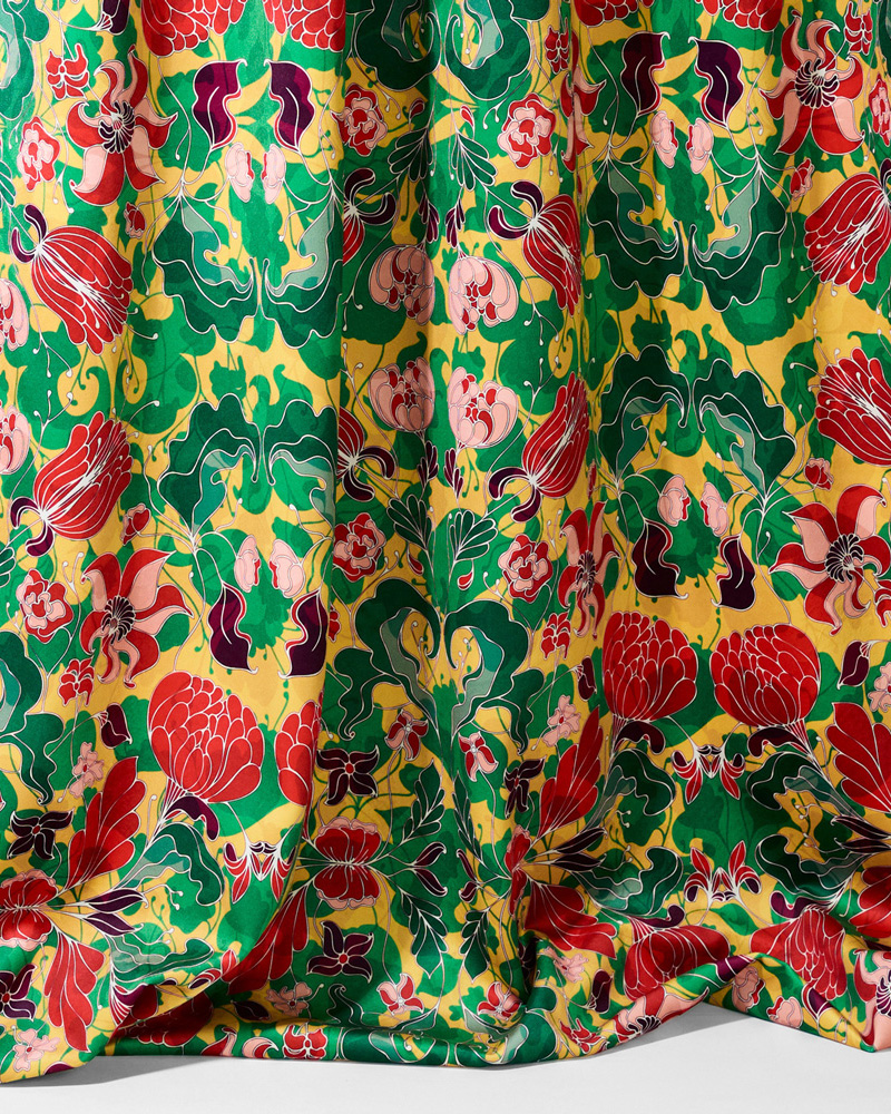 "Au Jardin" coloris jaune -Tissu & rideaux en velours