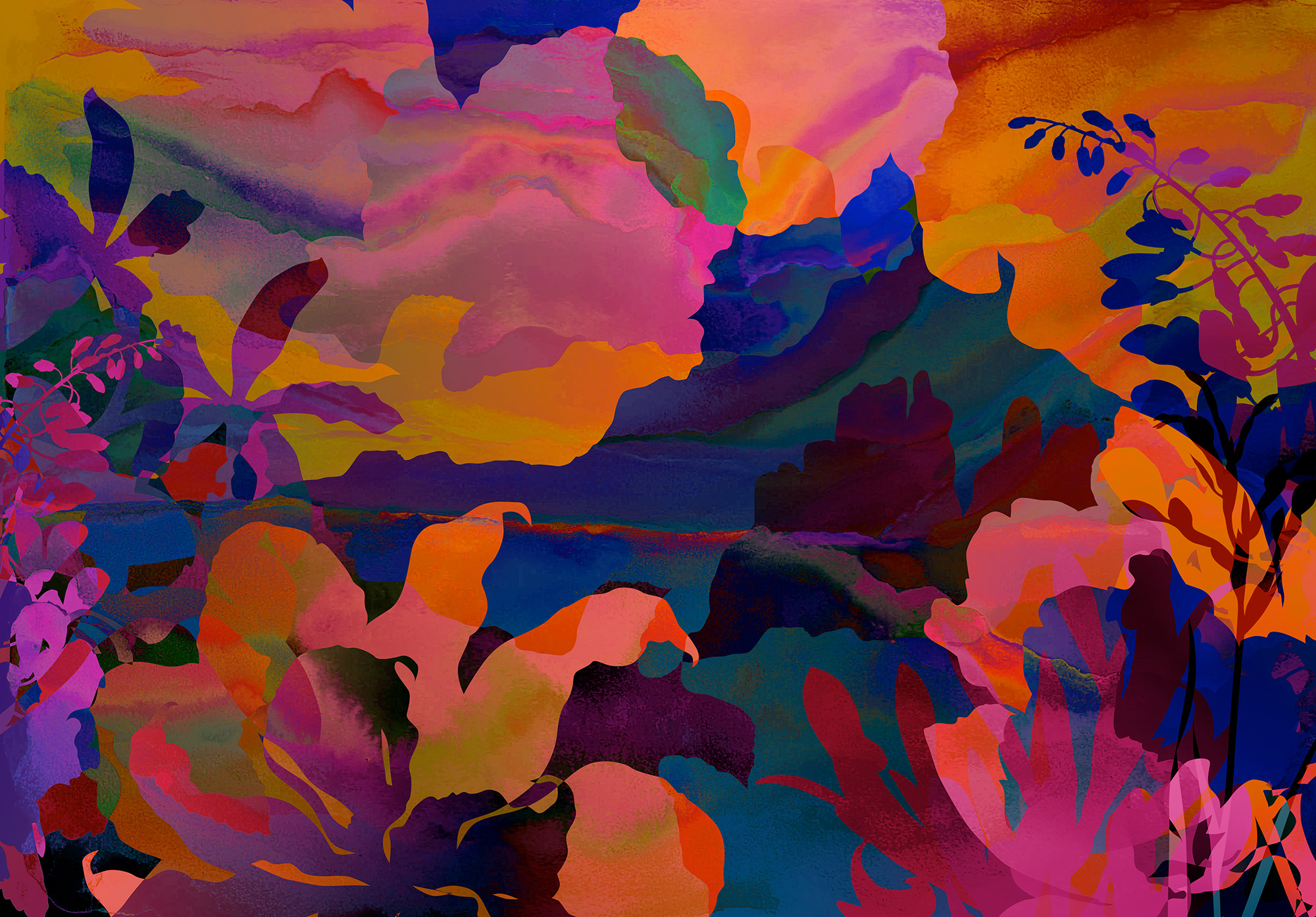 dessin textile L'Aube collection Paysage Amélie Choquet