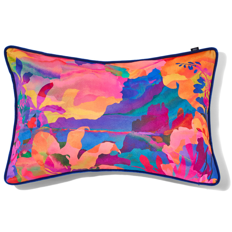 coussin aube imprimé en velours