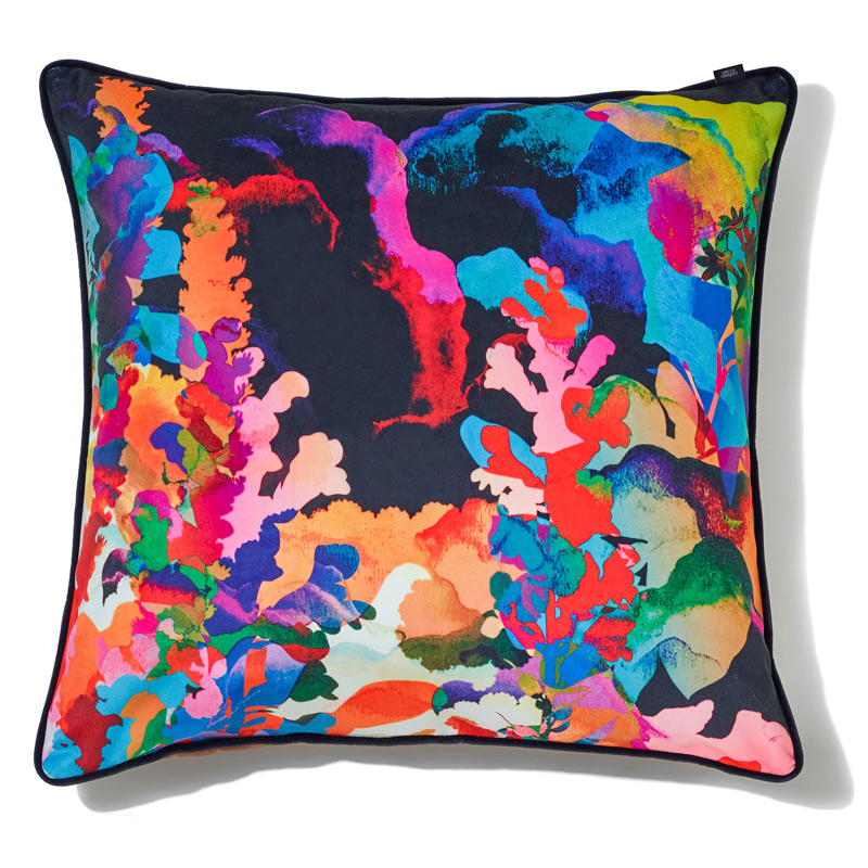 coussin la pastorale en velours imprimé