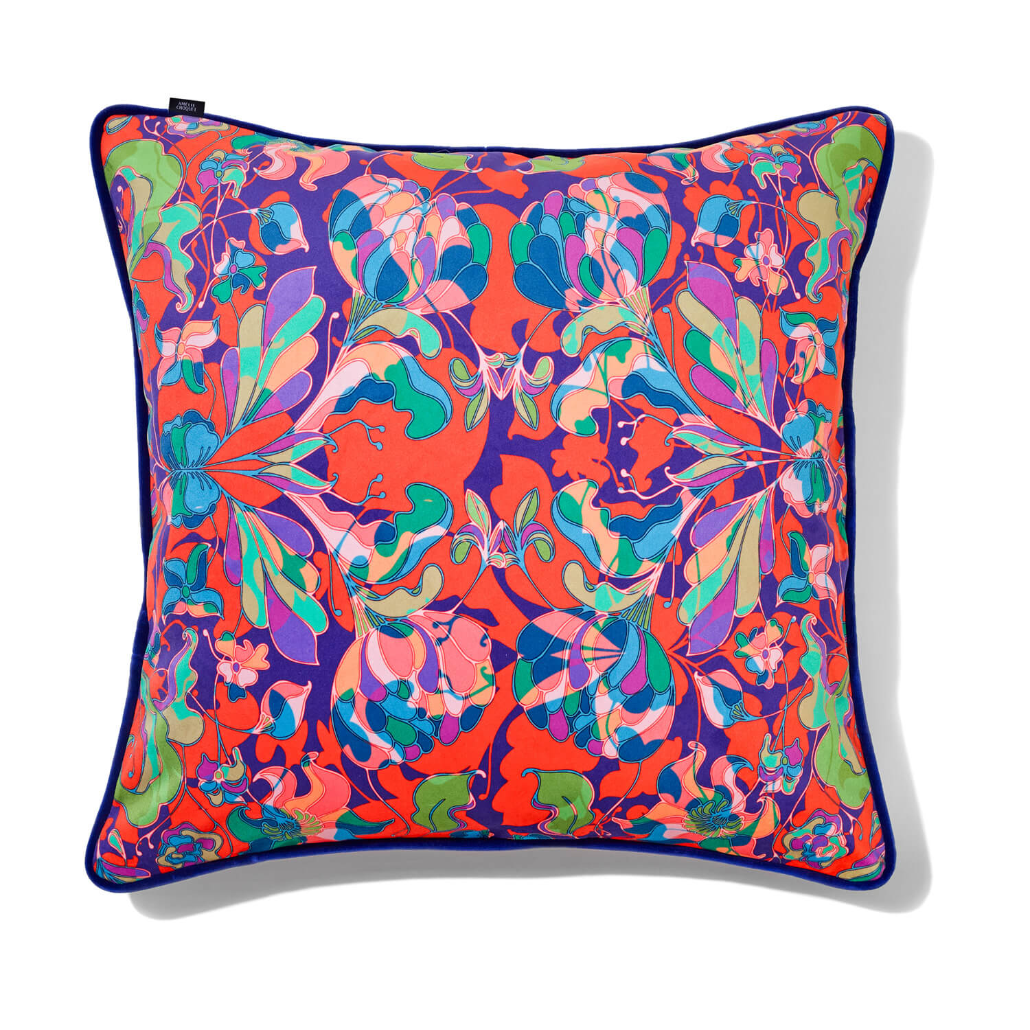 Coussin carré en tissu floral Au Jardin multicolore