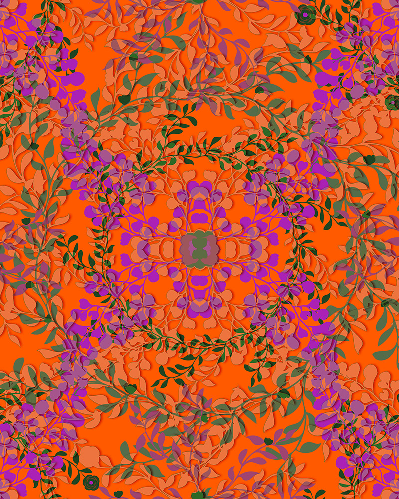 Tissu d’ameublement floral Orange – Collection Printemps