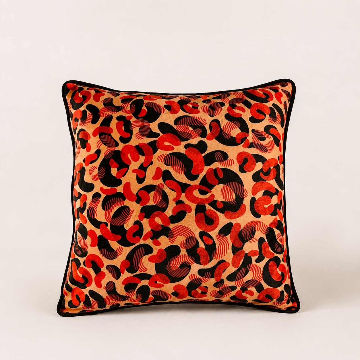 Coussin décoratif en velours léopard Léo camel