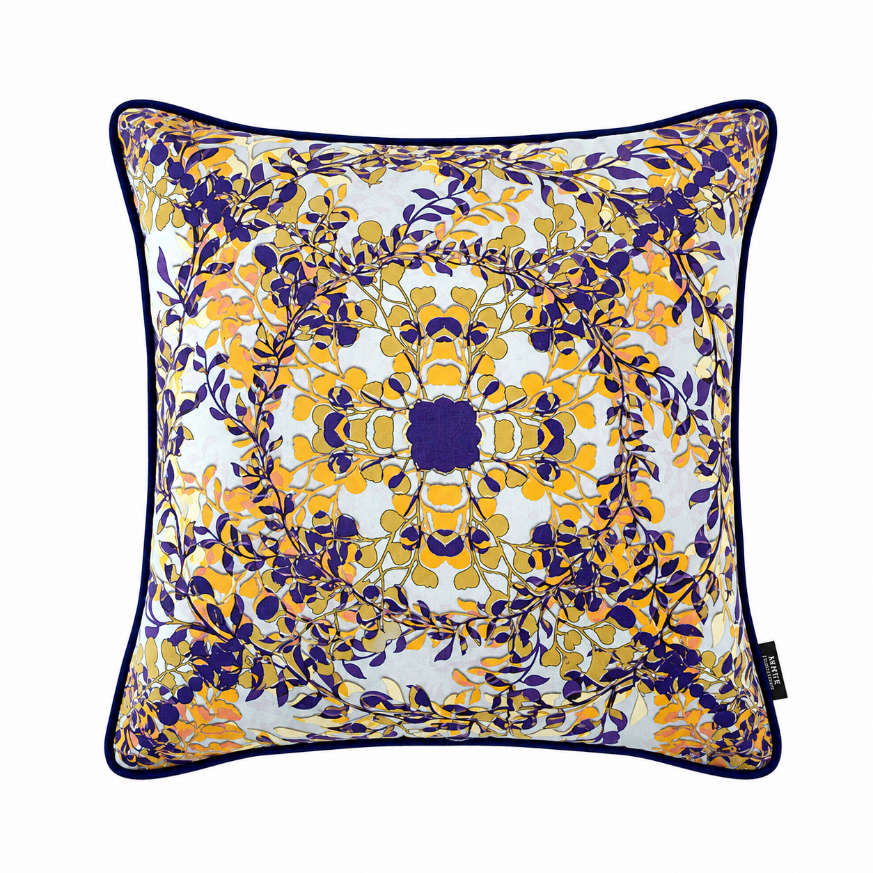 Coussin carré en velours imprimé Bleu – Collection Printemps