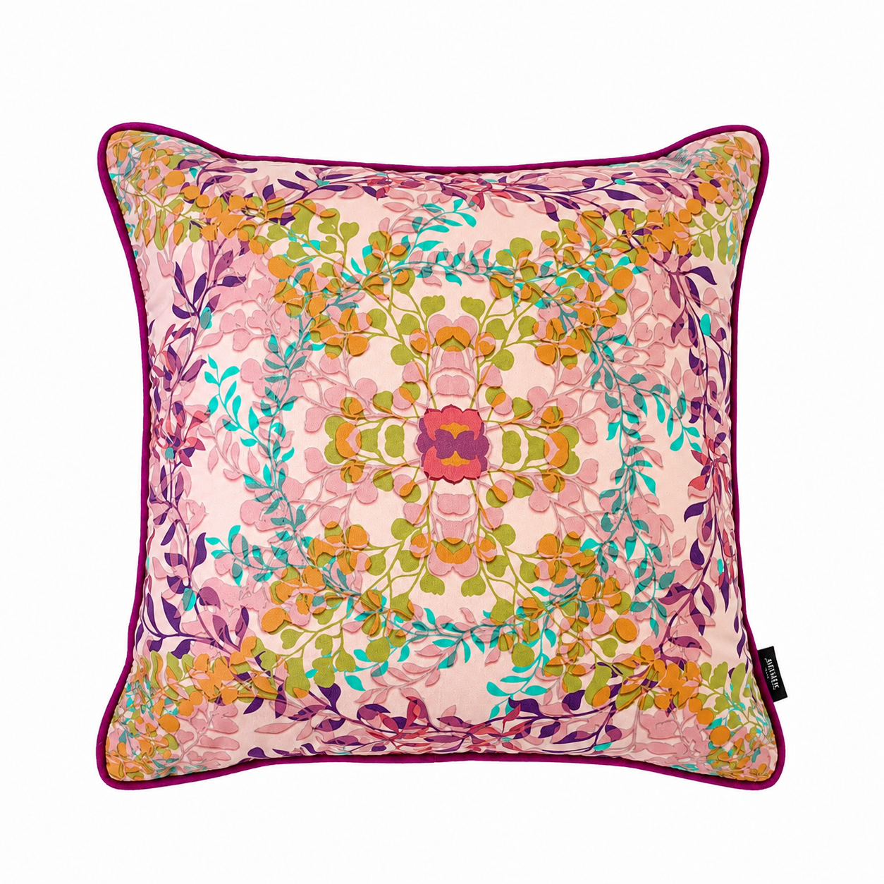 Coussin carré en velours imprimé Rose – Collection Printemps